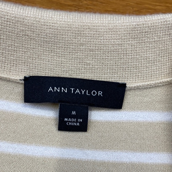 Ann Taylor Tan and White Striped Pullover size Medium - Picture 2 of 5